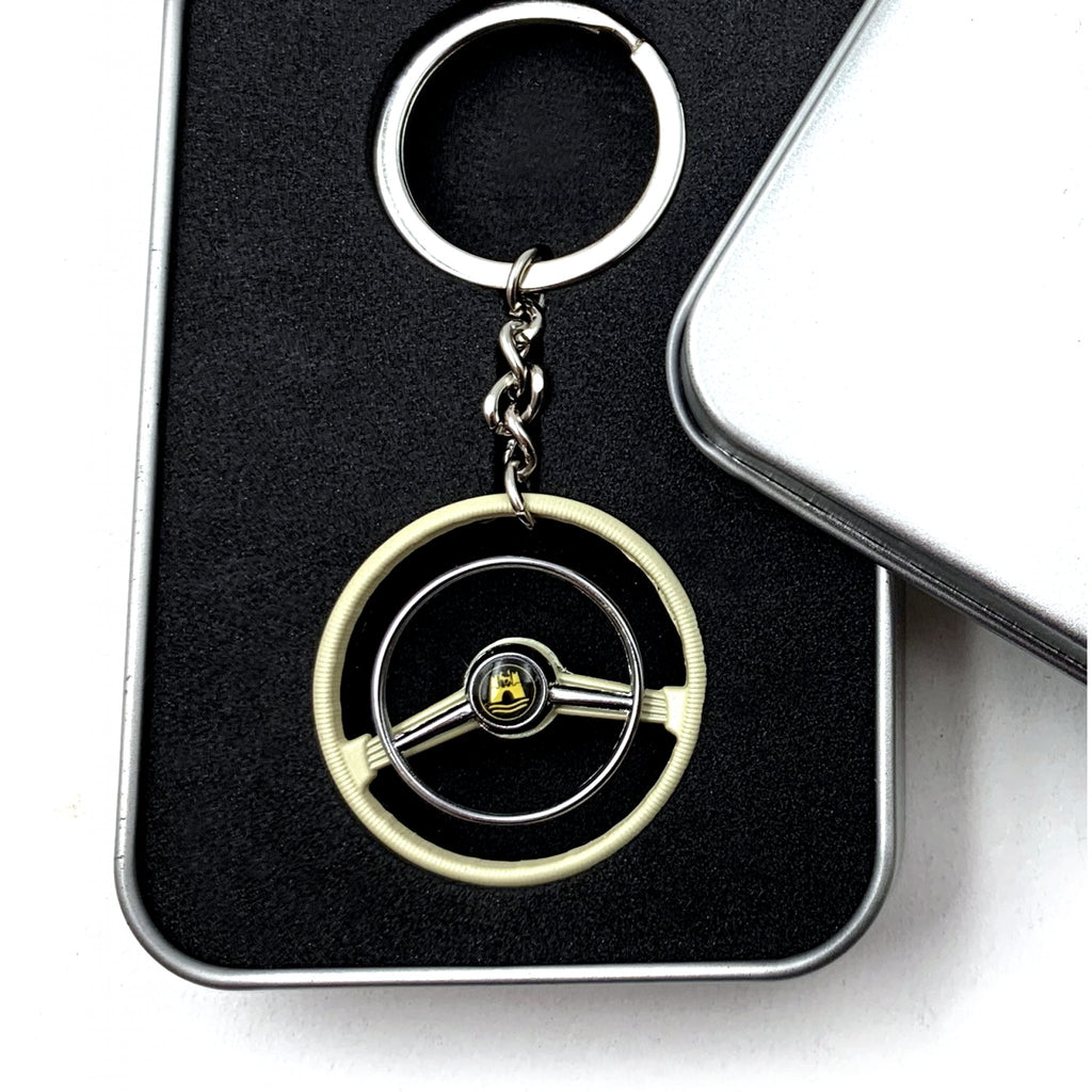 1948-58 Petri 2 Spoke Beige Banjo Steering Wheel Keychain - Gold Wolfsburg