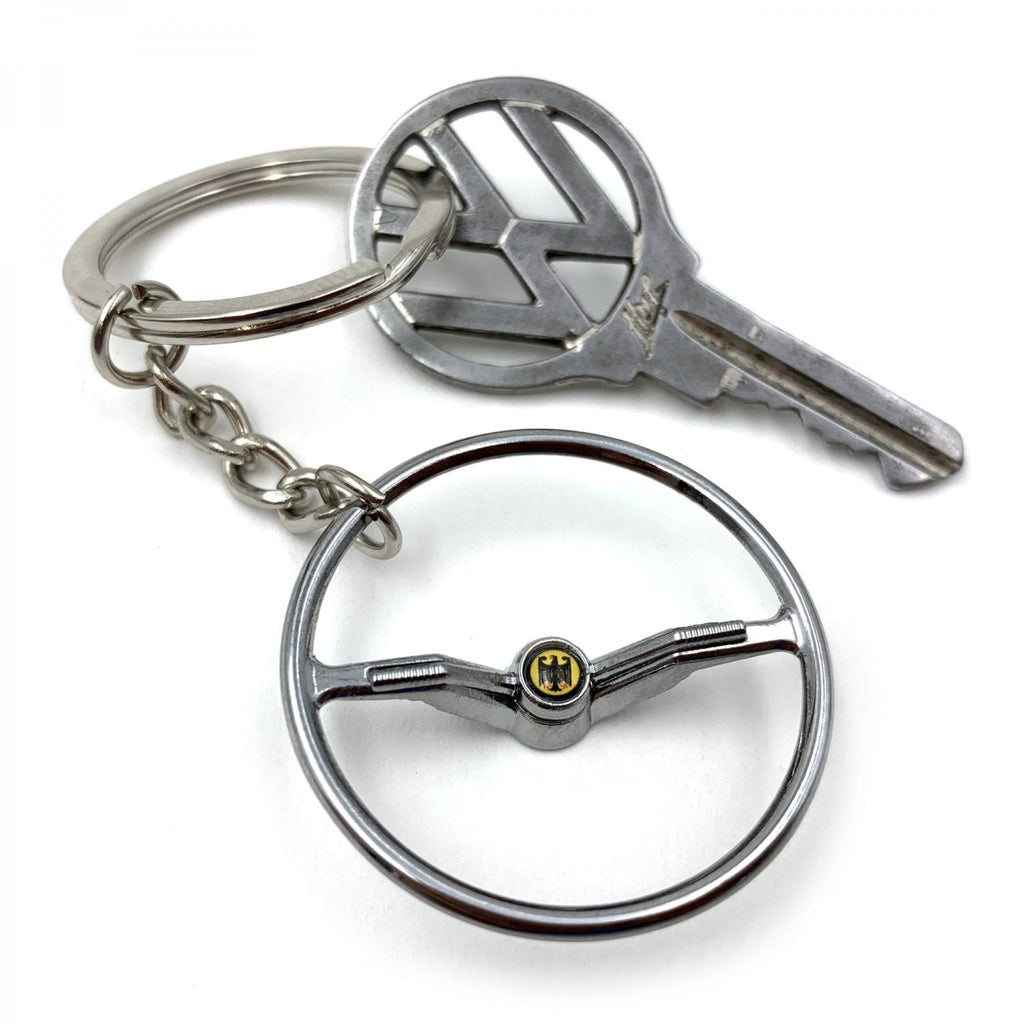 1964-65 VW Beetle Chrome Dished Steering Wheel Keychain - Deutschland Eagle