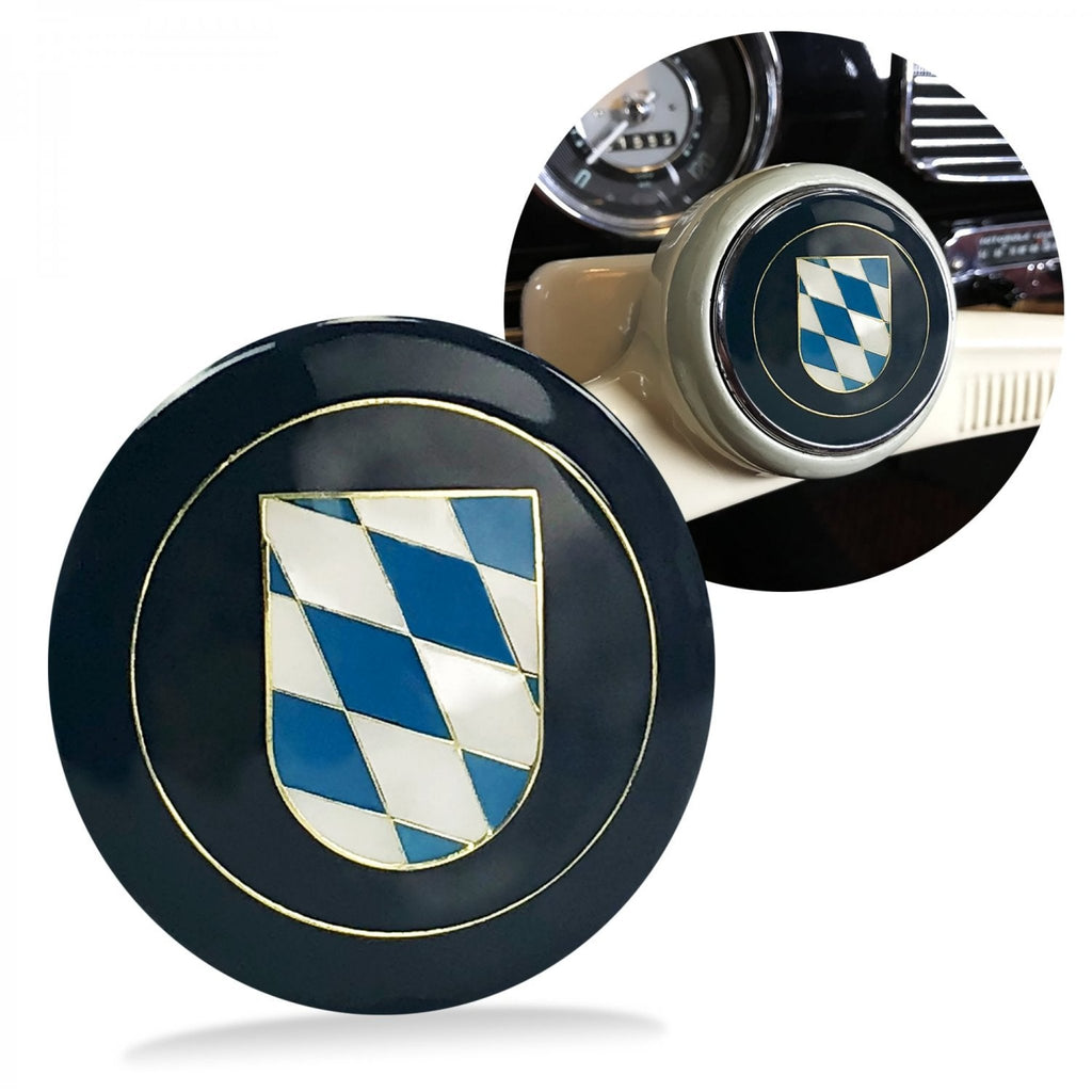 Bavaria 3Pcs Kit - Horn Button, Hood Crest, & Ivory 7mm Shift Knob Bus Bug T3