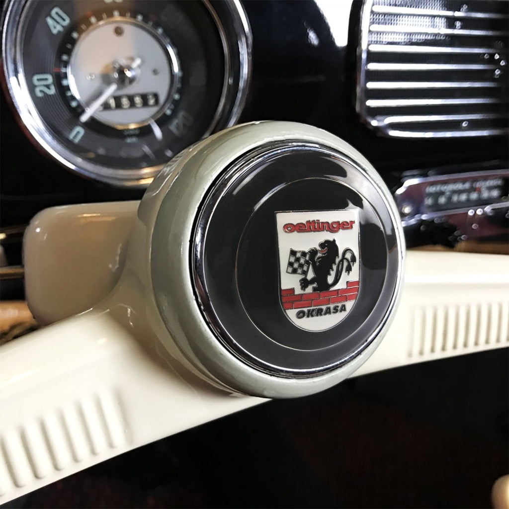 Okrasa Crest 2Pc Kit - Horn Button & Ivory 7mm Shift Knob Bus Beetle Ghia Cox