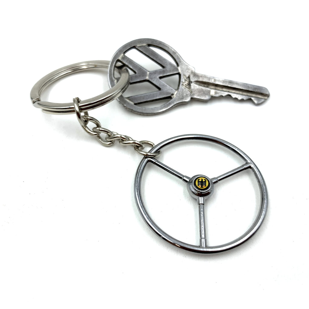 1948-65 VW Standard Beetle Chrome Steering Wheel Keychain - Deutschland Eagle