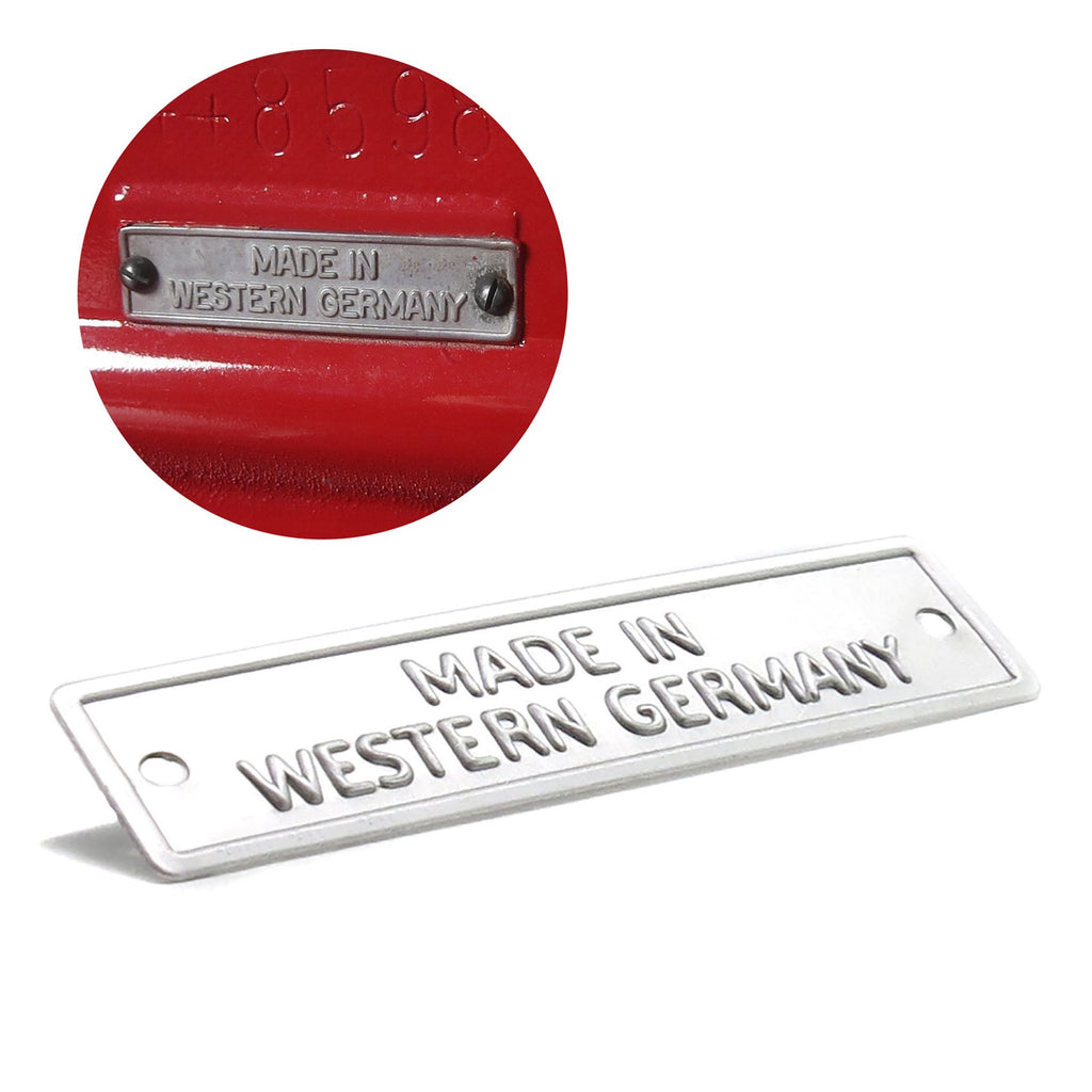 Made in Western Germany - Data Plate for VW Bug Bus Ghia & Porsche 356