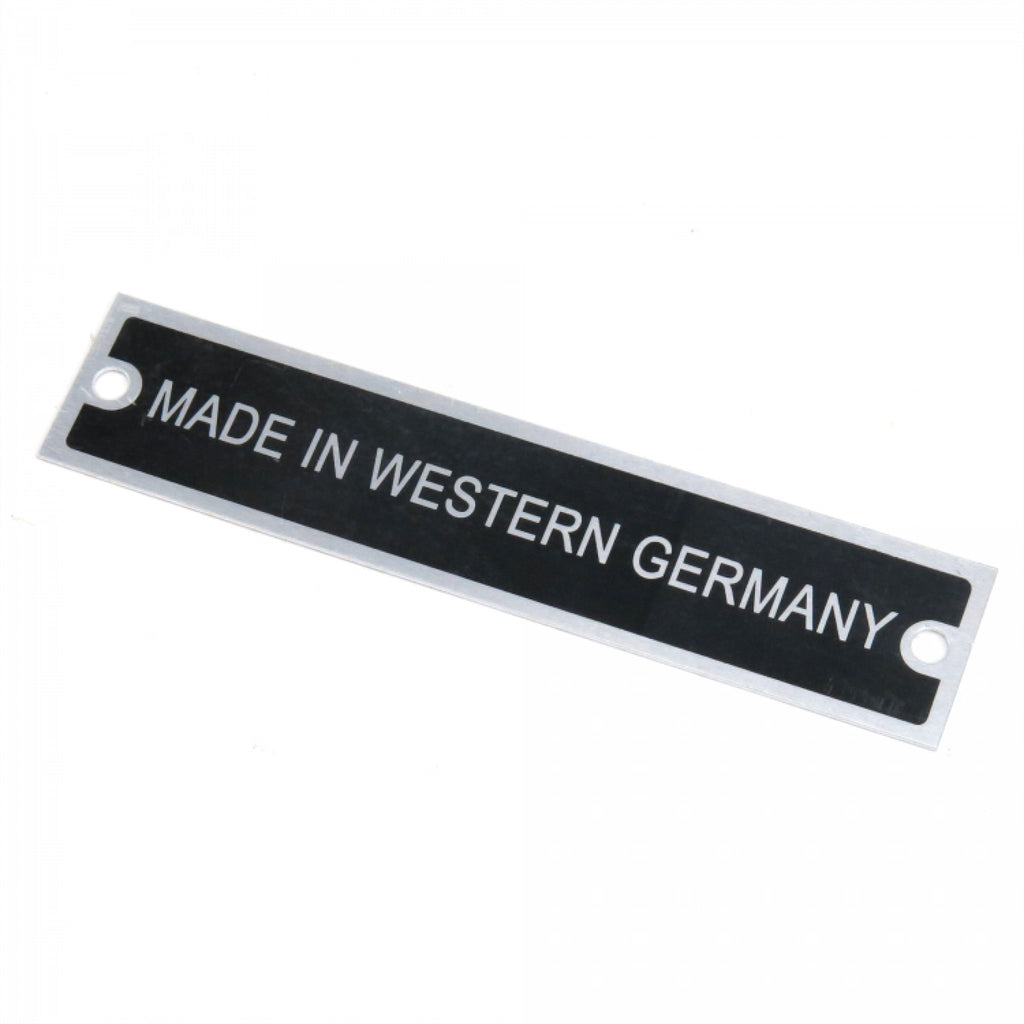 Made in Western Germany Name Data Plate for VW Bug Ghia Porsche 356 911