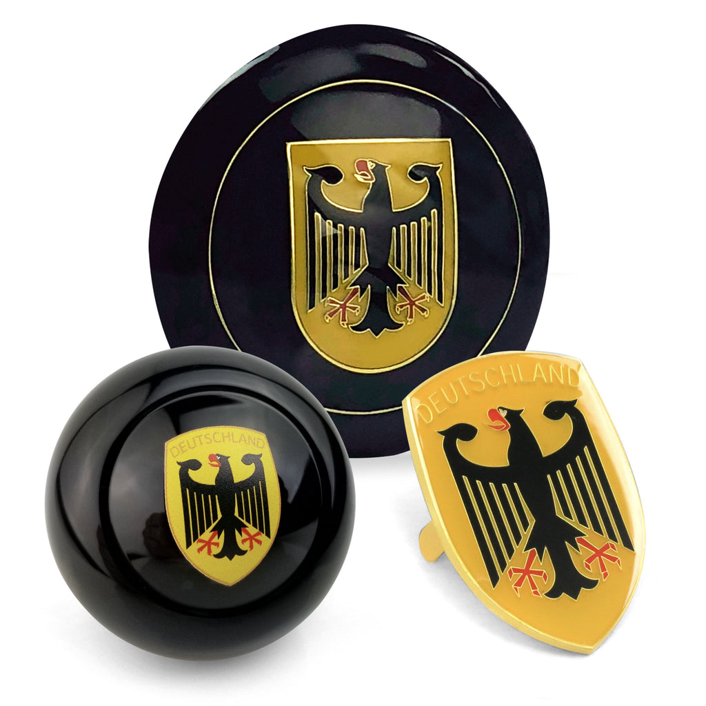 Deutschland 3Pcs Kit - Horn Button, Hood Crest, & 12mm Shift Knob Bus Bug T3