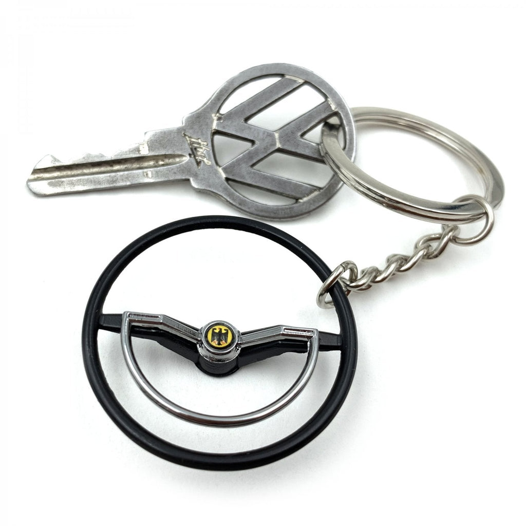1960-63 VW Beetle Black Dished Steering Wheel Keychain - Deutschland Eagle