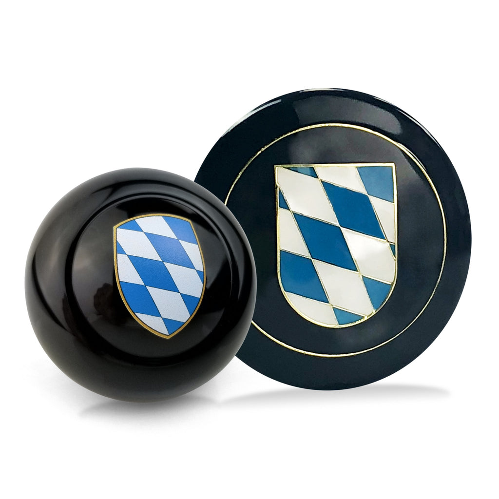 Bavaria 2Pc Kit - Horn Button & Black 10mm Shift Knob Bus Beetle Ghia Split