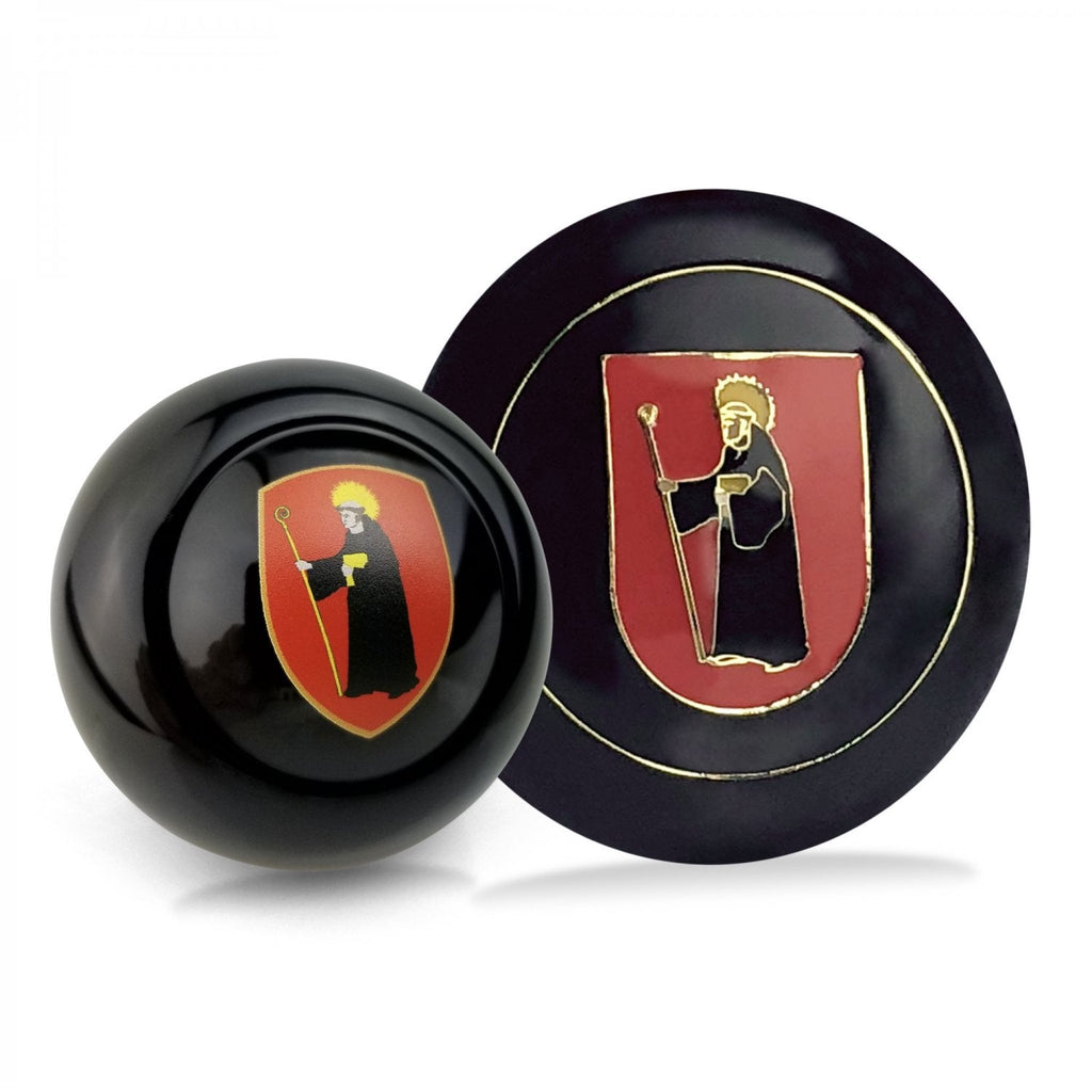 Arms of Glarus 2Pc Kit - Horn Button & Black 10mm Shift Knob Bus Beetle Ghia