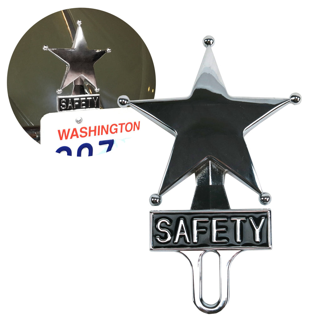 Safety Star Chromed License Plate Topper