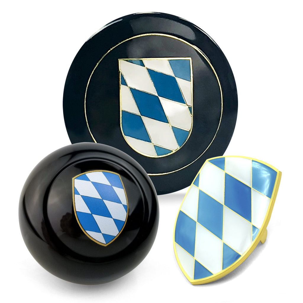 Bavaria 3Pcs Kit - Horn Button, Hood Crest, & 12mm Shift Knob Bus Bug Ghia T4