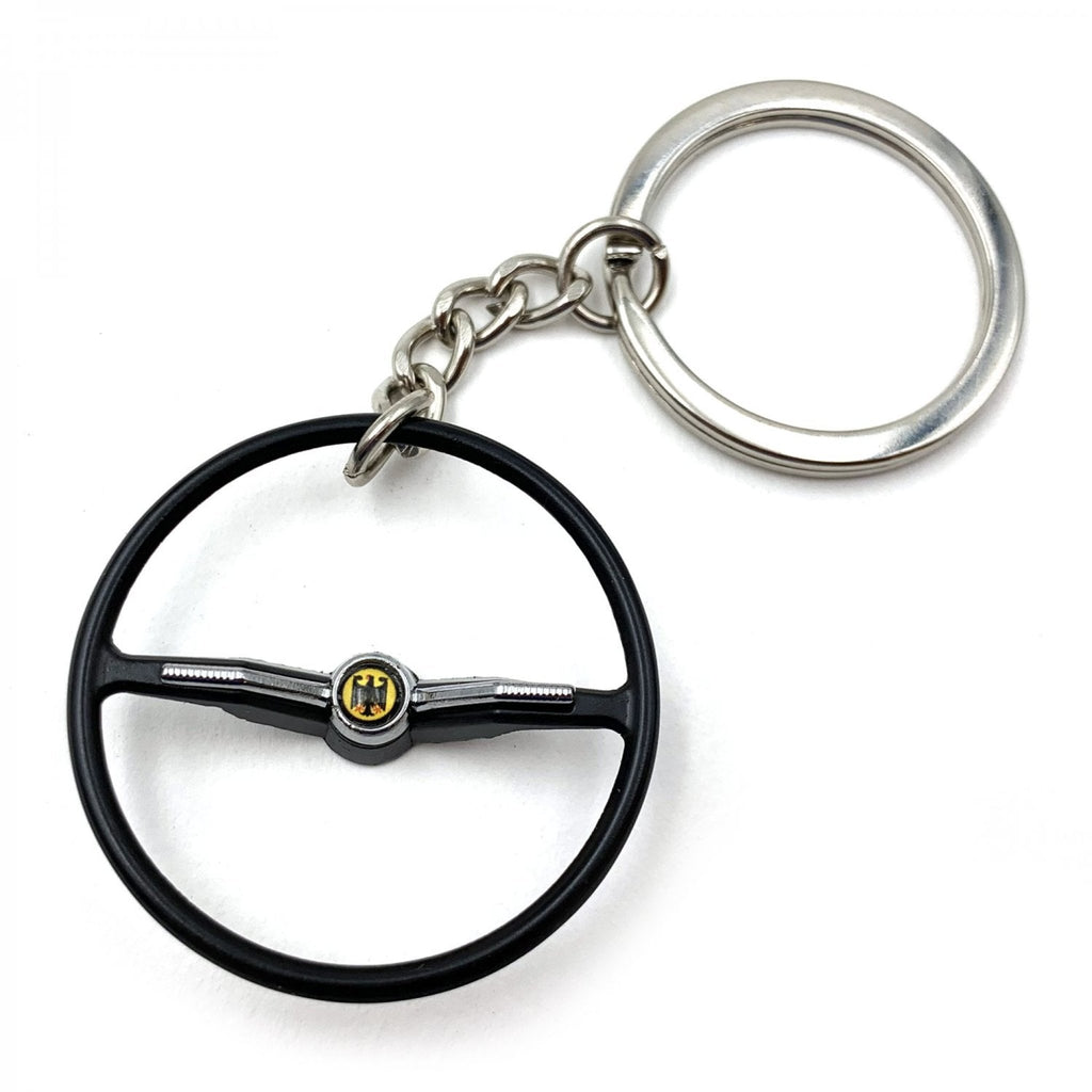 1964-65 VW Beetle Black Dished Steering Wheel Keychain - Deutschland Eagle