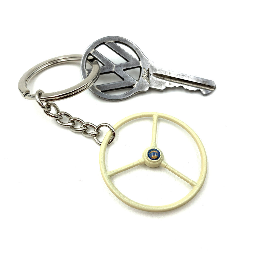 1948-65 VW Standard Beetle Beige Steering Wheel Keychain - Sun & Moon Button