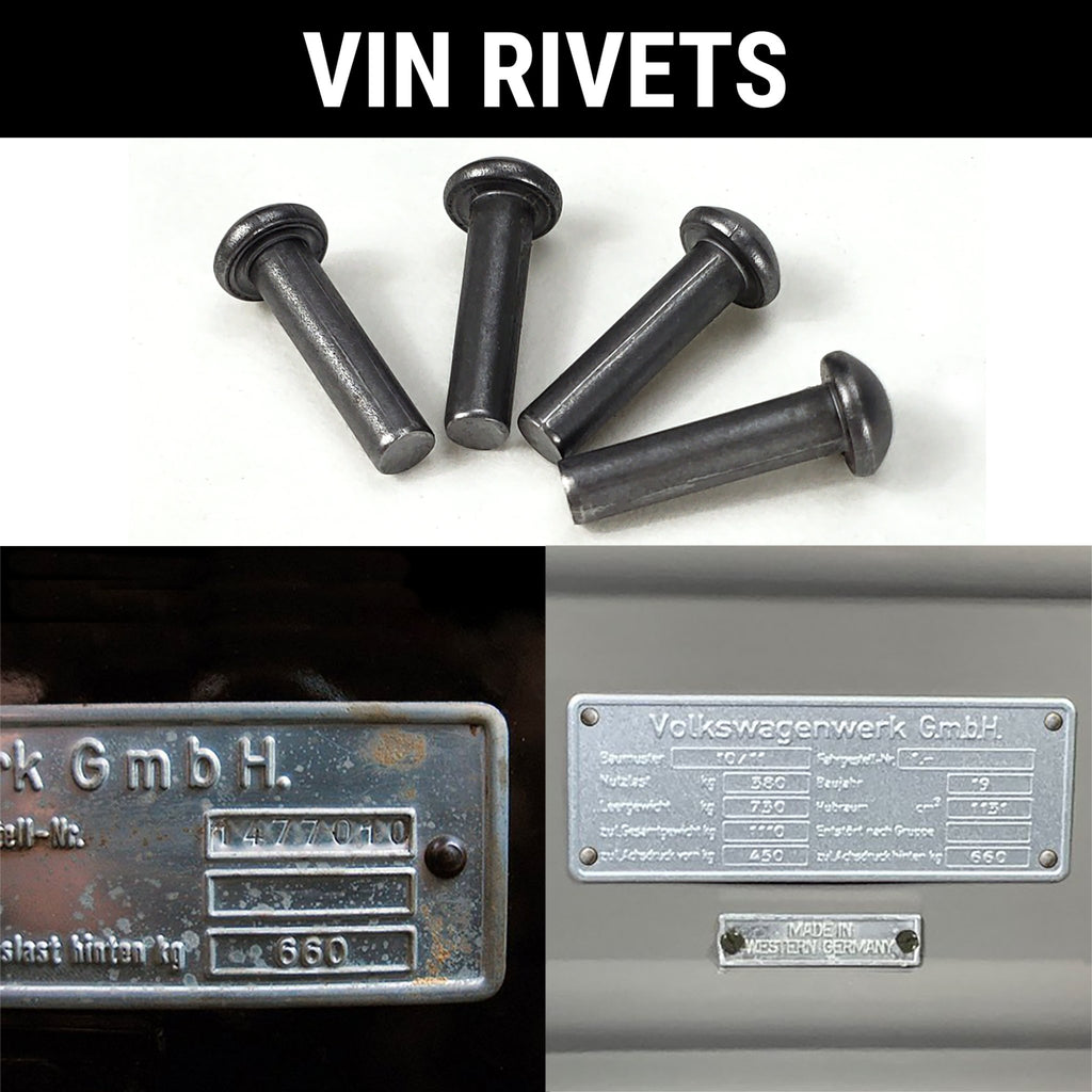 NOS Metal Vin Tag Rivets for Name Plates - Set of 4 - Fits Volkswagen BMW Porsche VW & more