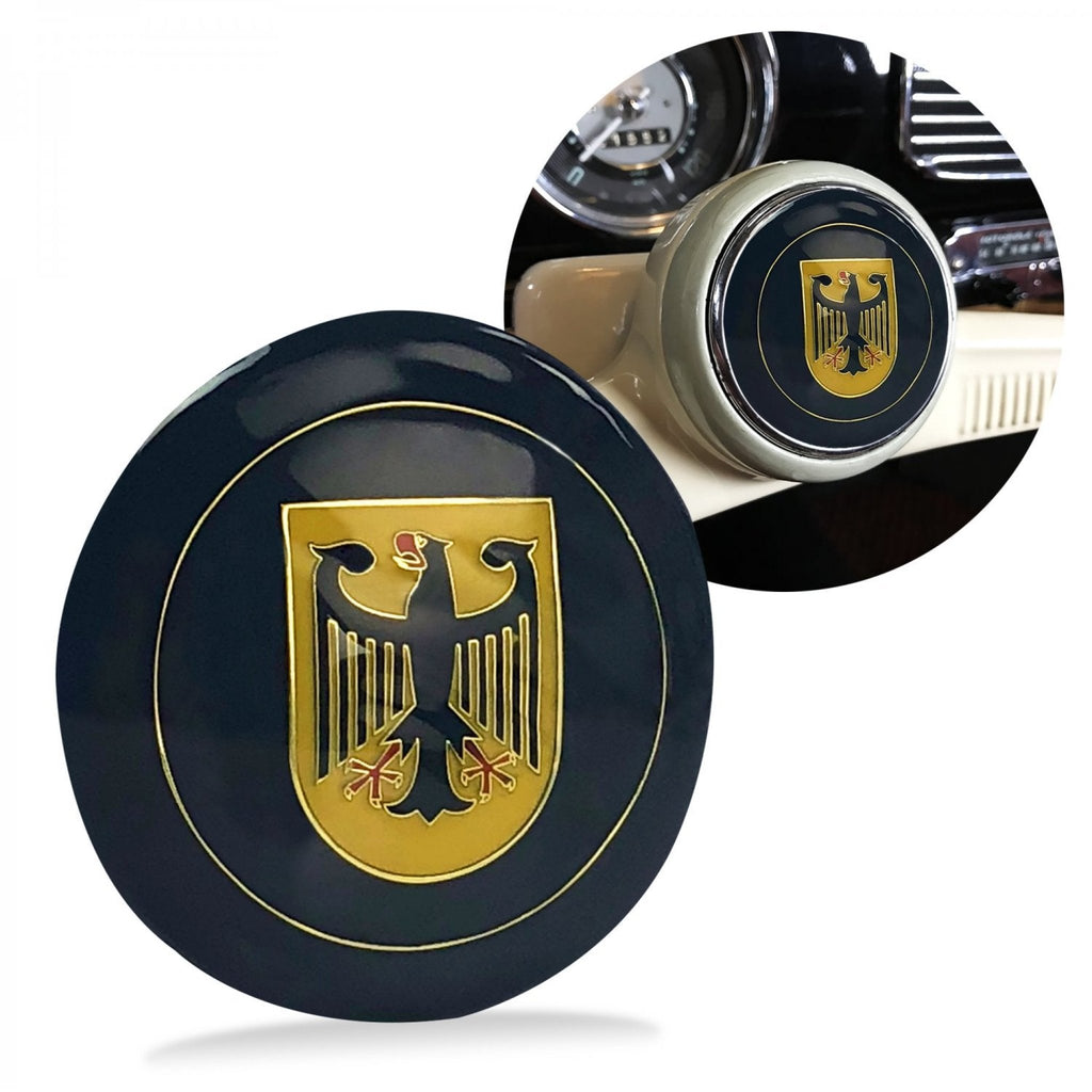 Deutschland 2Pc Kit - Horn Button & Black 10mm Shift Knob Bus Beetle Ghia Cox