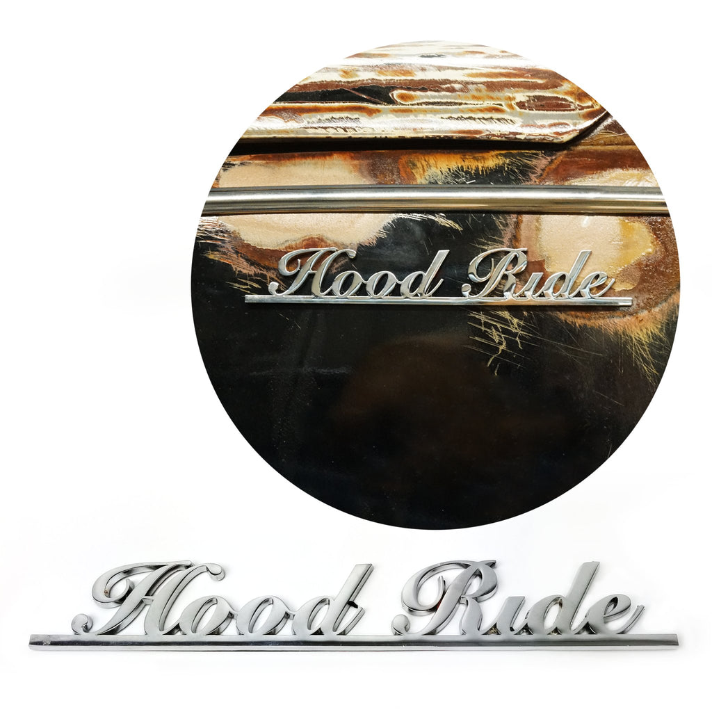 Chrome Hood Ride Script Emblem